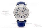 Swiss Copy Franck Muller Round Double Mystery 42 MM Diamond Pave Blue Leather Automatic Watch